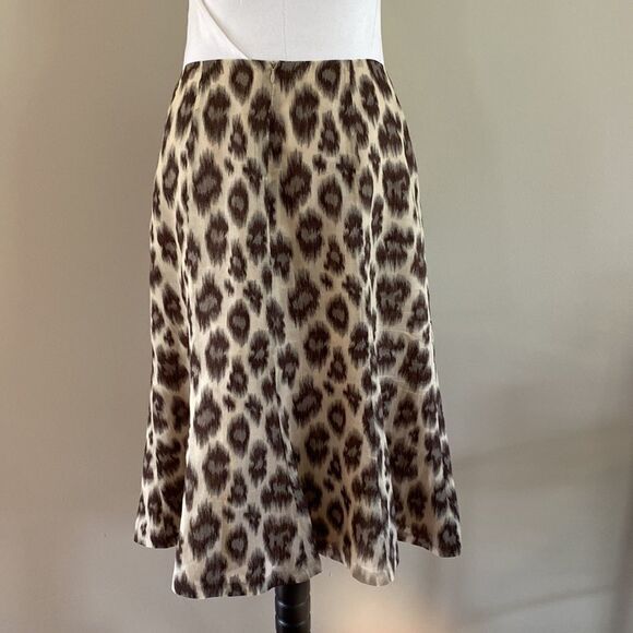 Talbots Linen/Silk Blend A-Line Animal Print Skirt - Picture 2 of 12